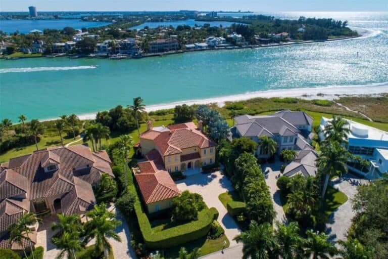 Lighthouse Point Homes in Longboat Key, FL. - Waterfront Aerial