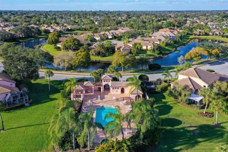 Mira Lago Homes in Palmer Ranch Sarasota, FL. - Amenity Center Aerial