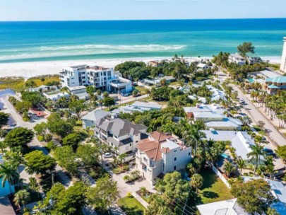 Mira Mar Beach Homes in Siesta Key, FL. - Waterfront Aerial