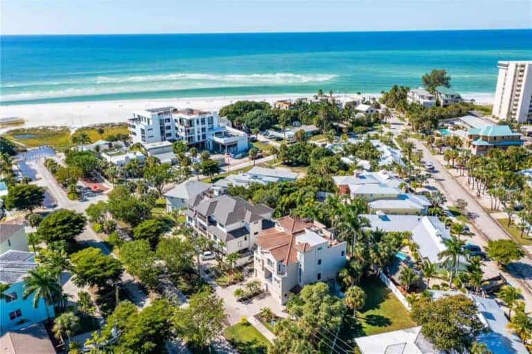Mira Mar Beach Homes in Siesta Key, FL. - Waterfront Aerial