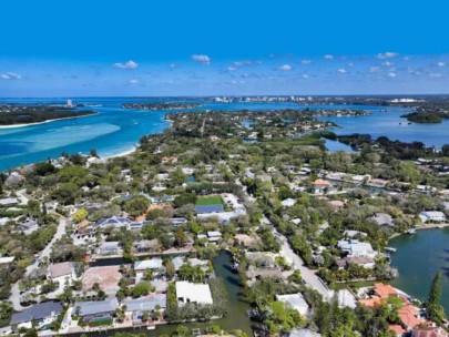 Ocean Beach Homes in Siesta Key, FL, - Waterfront Aerial