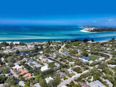 Ocean Beach Homes in Siesta Key, FL, - Waterfront Aerial