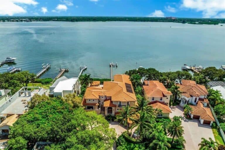 Ocean View Homes in Siesta Key, FL. - Waterfront Aerial