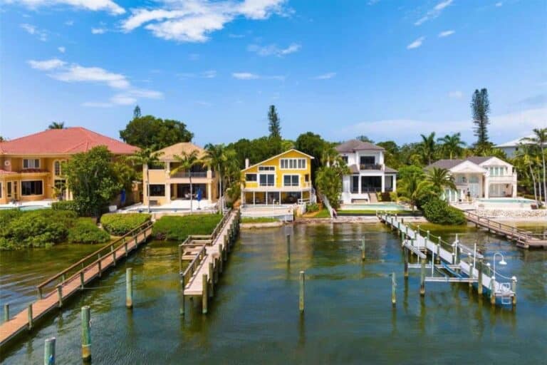 Ocean View Homes in Siesta Key, FL. - Intracoastal Aerial