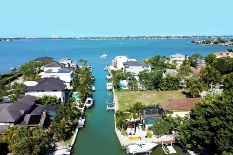 Paradise Shores Homes in Sarasota, FL. - Canal Aerial