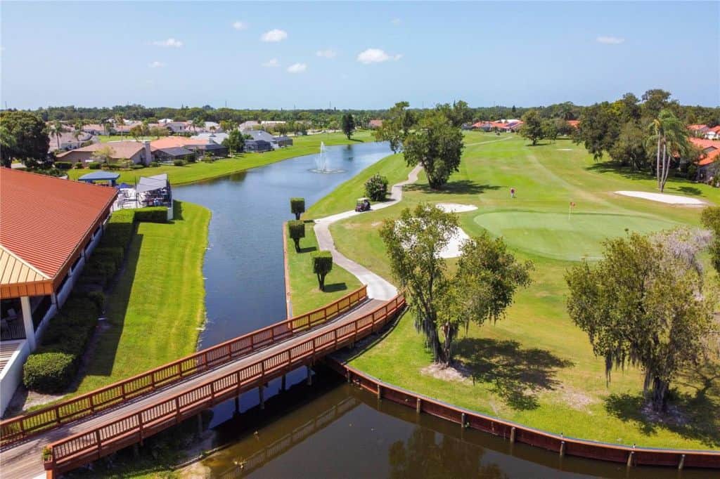 Peridia Homes in Bradenton, FL. - Cart Bridge Aerial