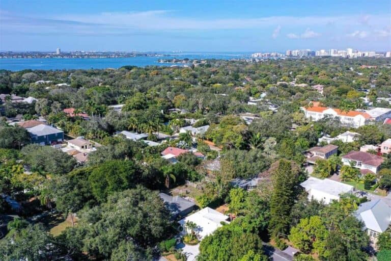 Poinsettia Park Homes in Sarasota, FL. - Aerial