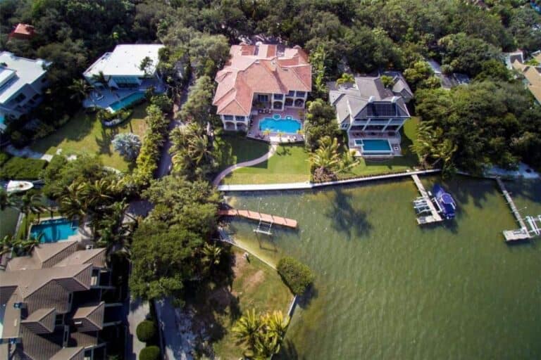 Point Crisp Homes in Siesta Key, FL. - Waterfront Aerial