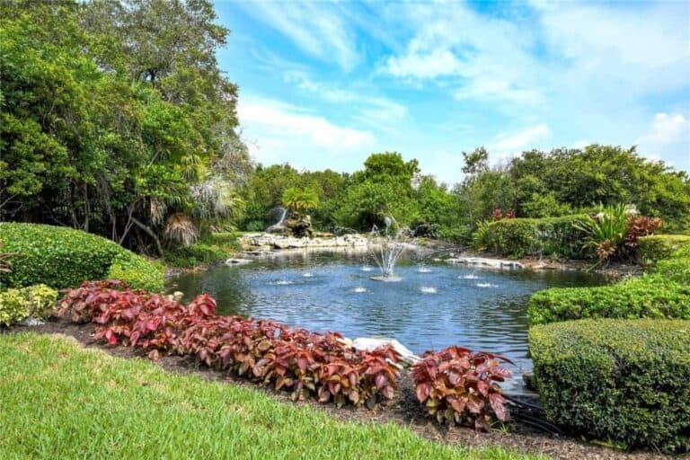 Preserve at Heron Lake Homes in Sarasota, FL. - Lake and FountainEntrance Sign