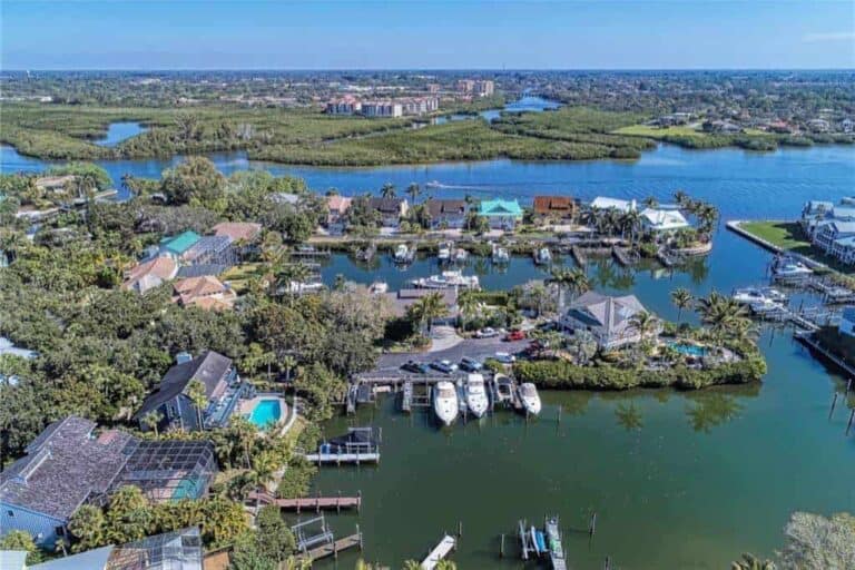 Riegels Landing Homes in Siesta Key, FL. - - Waterfront Aerial