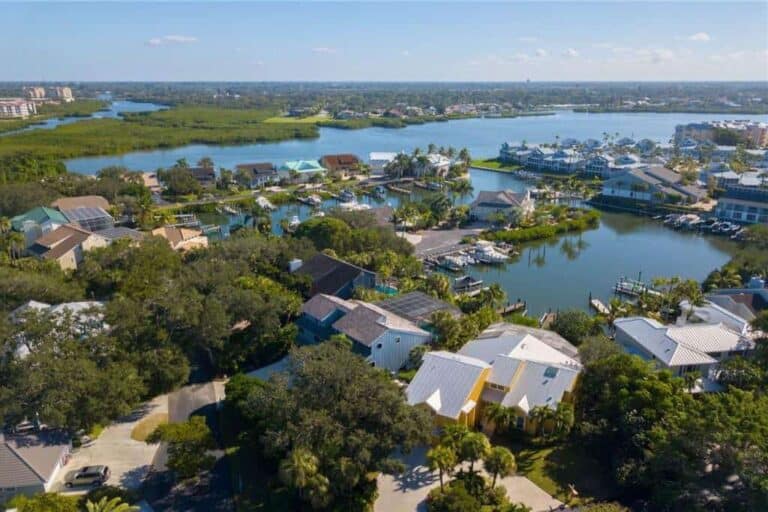 Riegels Landing Homes in Siesta Key, FL. - Waterfront Aerial