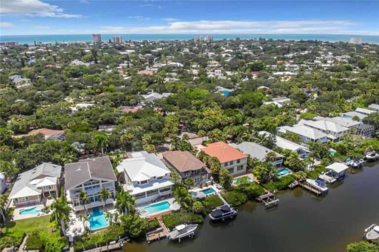Siesta Beach Homes in Siesta Key, FL. - Aerial