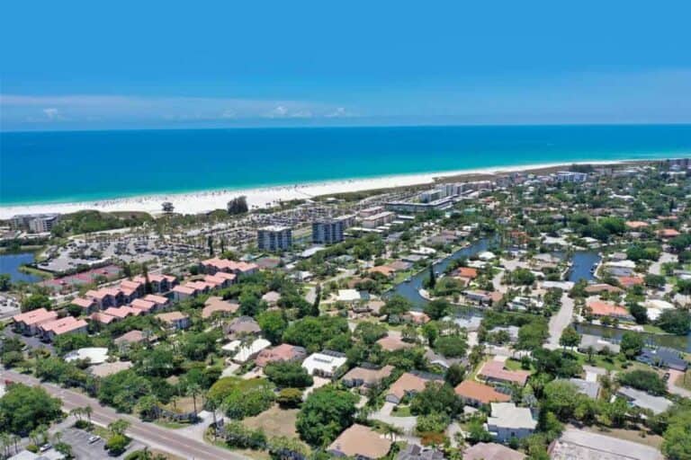 Siesta Estates Homes in Siesta Key, FL. - Beach Aerial