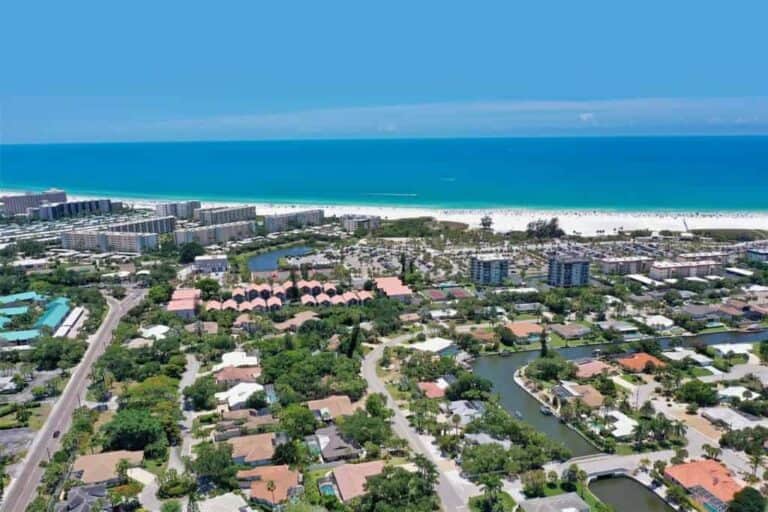 Siesta Estates Homes in Siesta Key, FL. - Beach Aerial