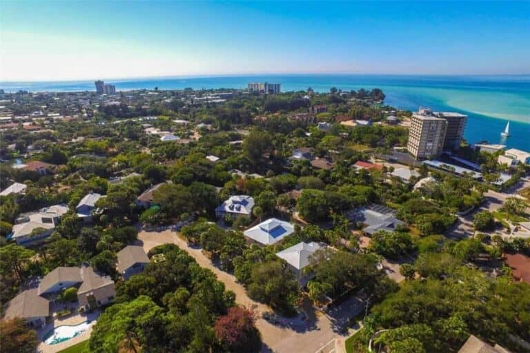 Siesta Hammock Homes in Siesta Key, FL. - Aerial
