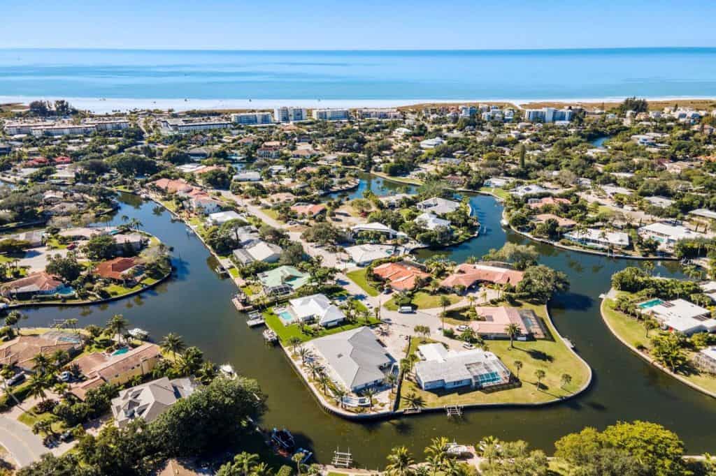 Siesta Isles Homes in Siesta Key, FL. - Aerial