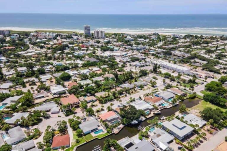 Siesta Manor Homes in Siesta Key, FL. - Aerial