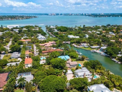 Siesta Rev Homes in Siesta Key, FL. - Canals Aerial