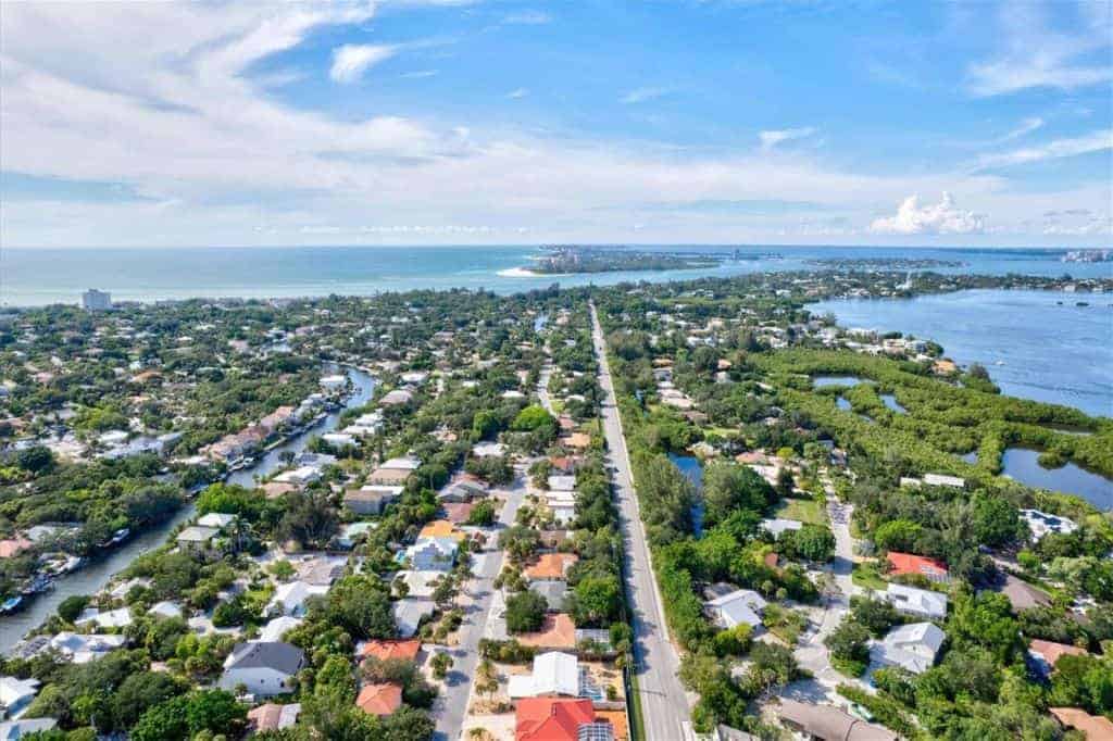 Siestas Bayside Homes in Siesta Key, FL. - Aerial