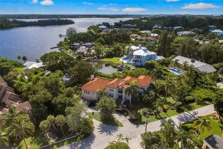 South Cocoanut Bayou Homes in Siesta Key, FL. - Aerial