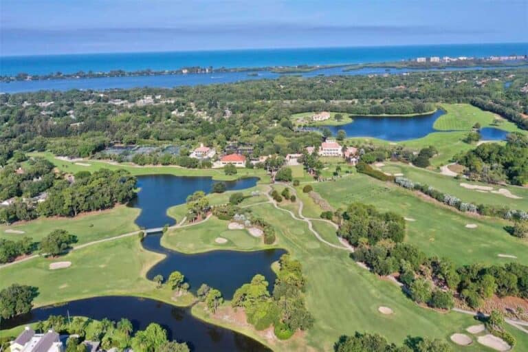The Oaks Club Homes in Osprey, FL. - Golf Course Aerial
