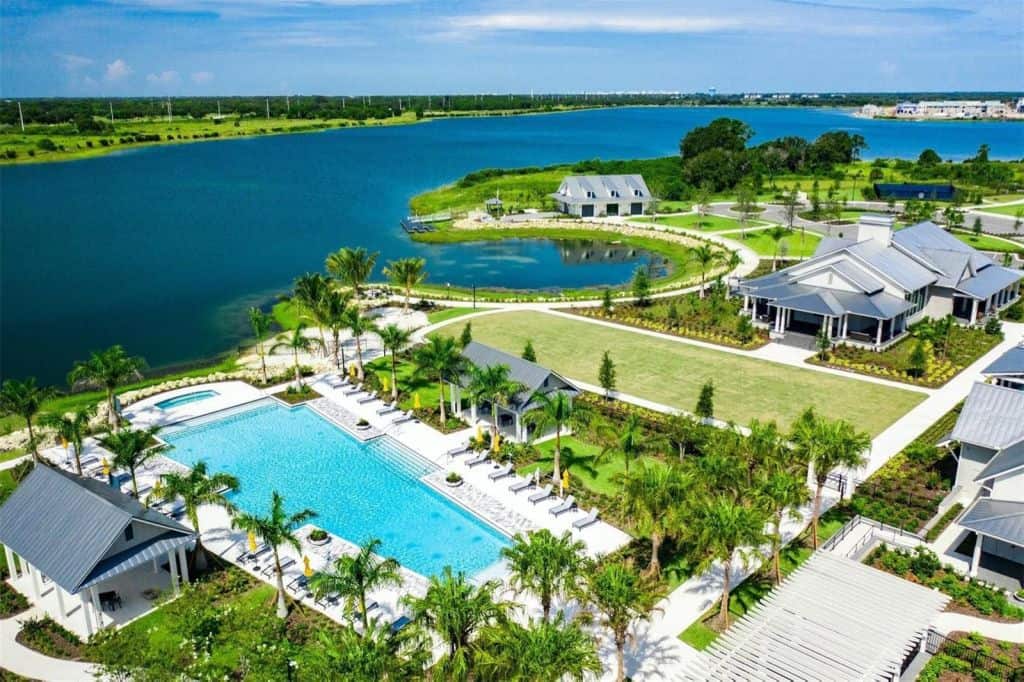 Lakehouse Cove Homes in Waterside Lakewood Ranch, FL. - Pool Aerial