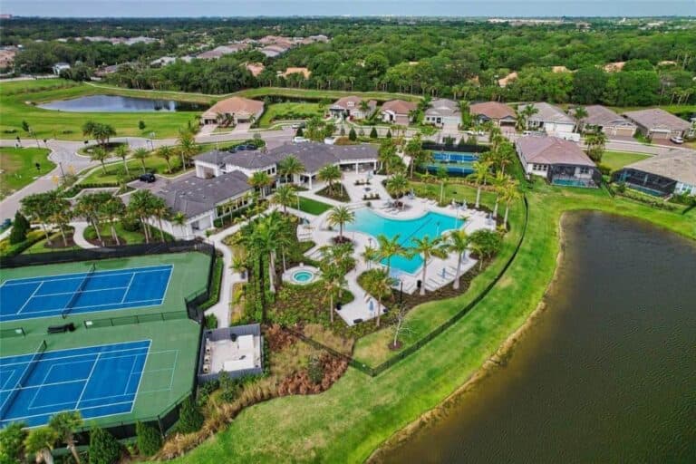 Sunrise Preserve Homes in Palmer Ranch Sarasota, FL. - Amenity Center Aerial