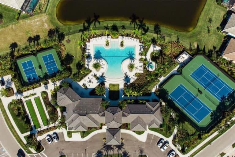 Sunrise Preserve Homes in Palmer Ranch Sarasota, FL. - Amenity Center Aerial