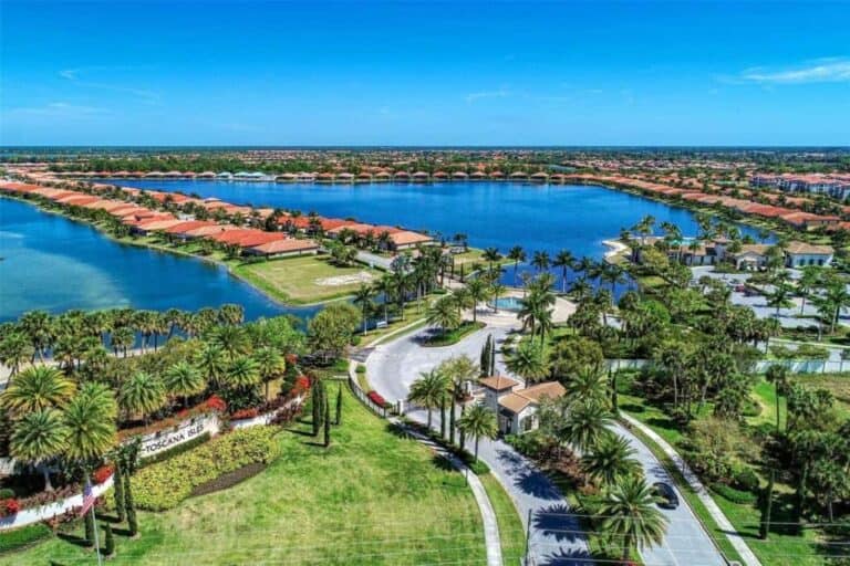 Toscana Isles Homes in Venice, FL. - Entrance Aerial