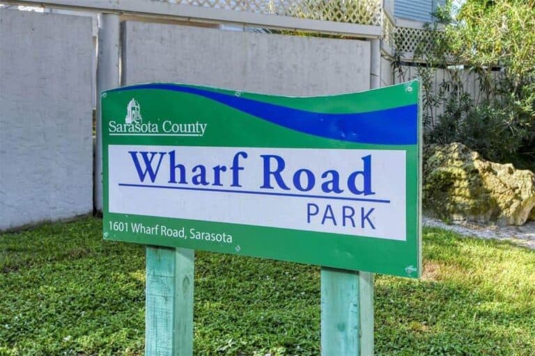Tropical Shores Homes in Sarasota, FL. - Wharf Road Park Sign