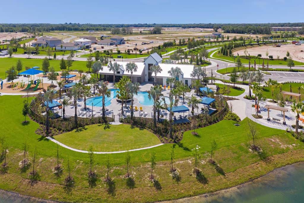 Brightwood at North River Ranch Homes in Parrish, FL - Amenity Center Aerial