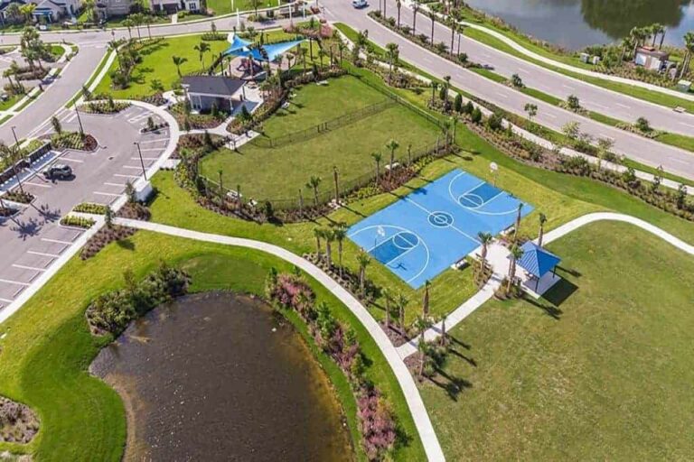 Eaves Bend at Artisian Lakes Homes in Palmetto, FL - Amenity Center Aerial