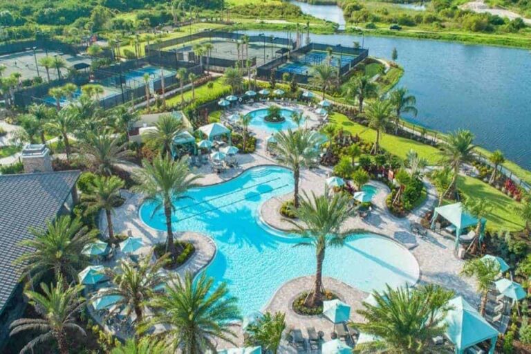Esplanade at Artisian Lakes Homes in Palmetto, FL - Resort Pool Aerial