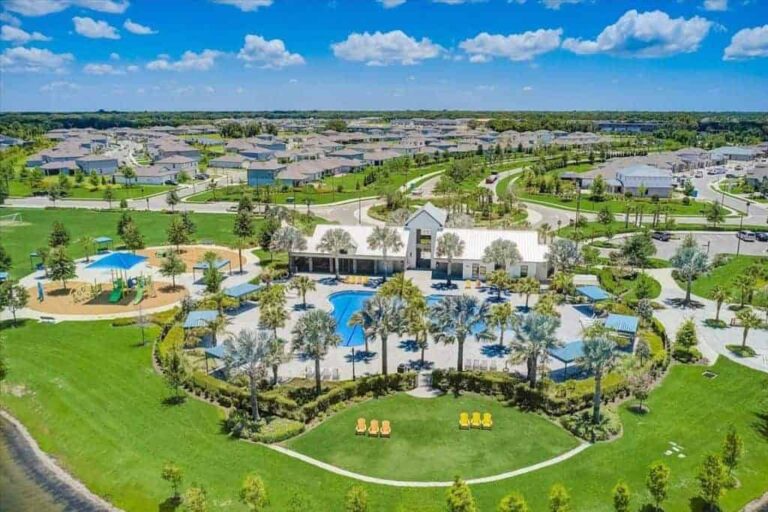 Morgans Glen Homes in Parrish, FL - Amenity Center Aerial