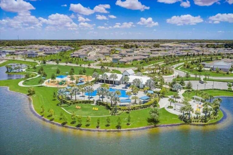 Morgans Glen Homes in Parrish, FL - Amenity Center Aerial