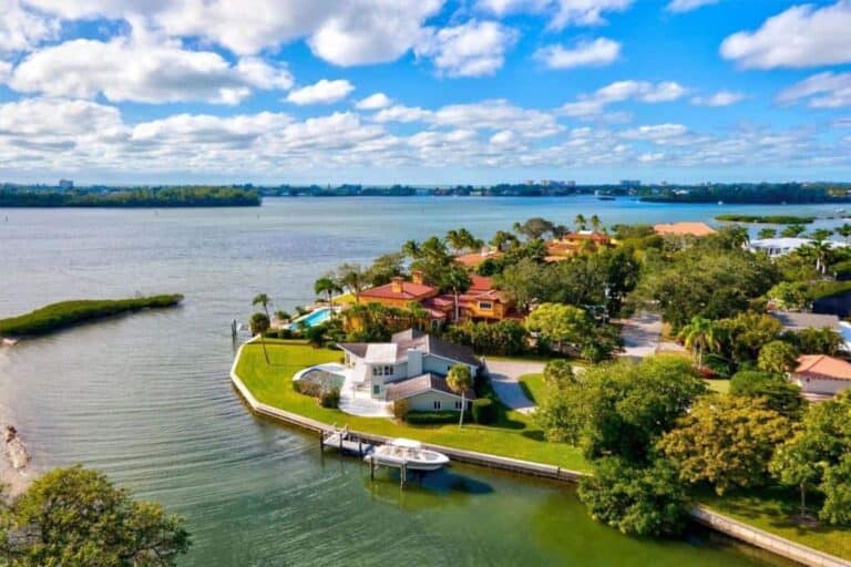 Oyster Bay Estates Homes in Sarasota, FL. - Waterfront Aerial