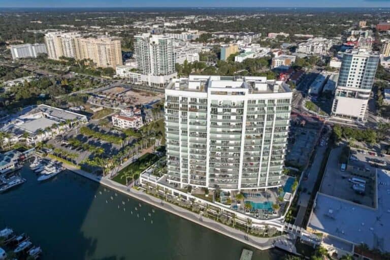 Ritz Carlton Condos in Downtown Sarasota, FL - Building Aerial