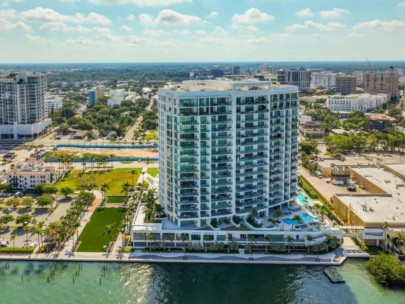 Ritz Carlton Condos in Downtown Sarasota, FL - Waterfront Building Aerial