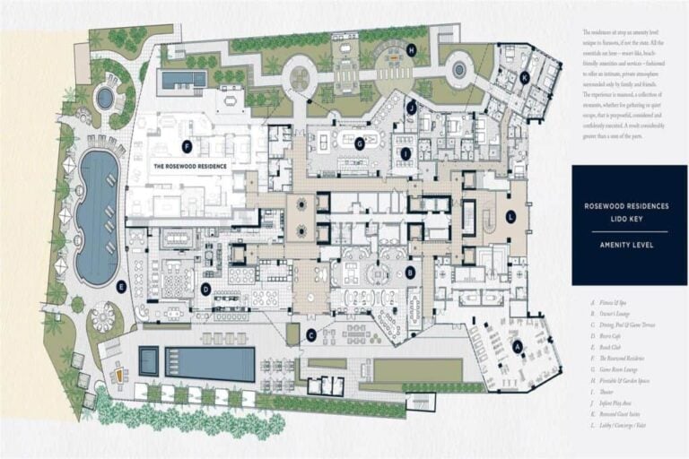 Rosewood Residences Condos in Downtown Sarasota FL - Amenity Level Floorplan