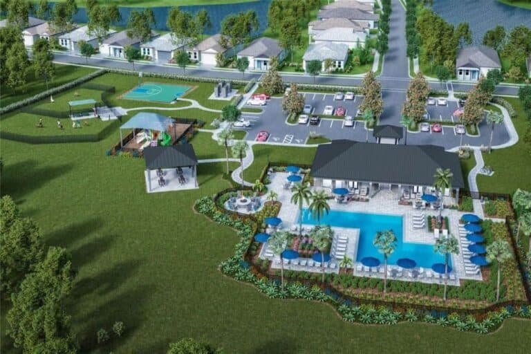 Sapphire Point Homes in Lakewood Ranch, FL - Amenity Center Aerial