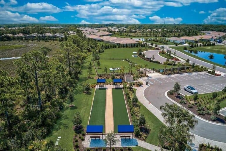Vicenza Homes in Venice, FL - Bocce Ball Court Aerial