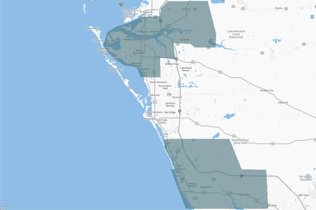 Sarasota Surrounding Areas Map