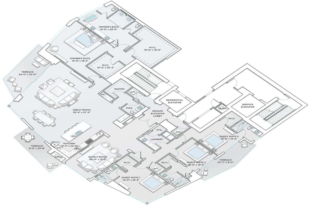 Ritz Carlton Residences Building 3 - Estate Floor Plan F