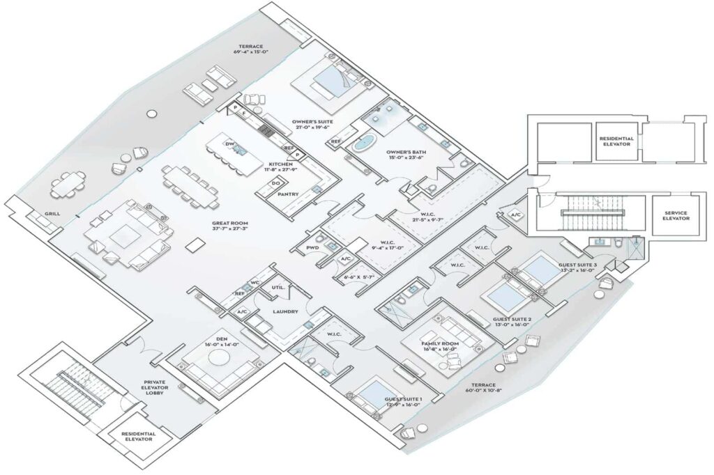 Ritz Carlton Residences Building 3 - Estate Floor Plan G