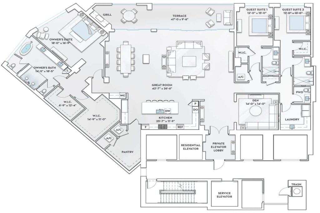 Ritz Carlton Residences Building 3 - Estate Floor Plan H