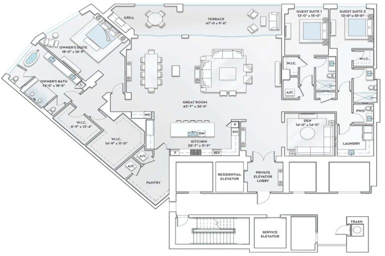 Ritz Carlton Residences Building 3 - Estate Floor Plan H