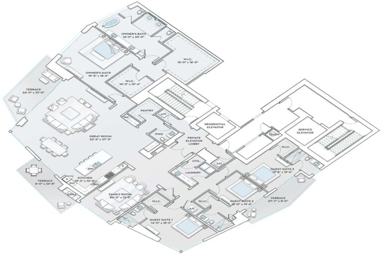 Ritz Carlton Residences Building 3 - Penthouse Floor Plan F