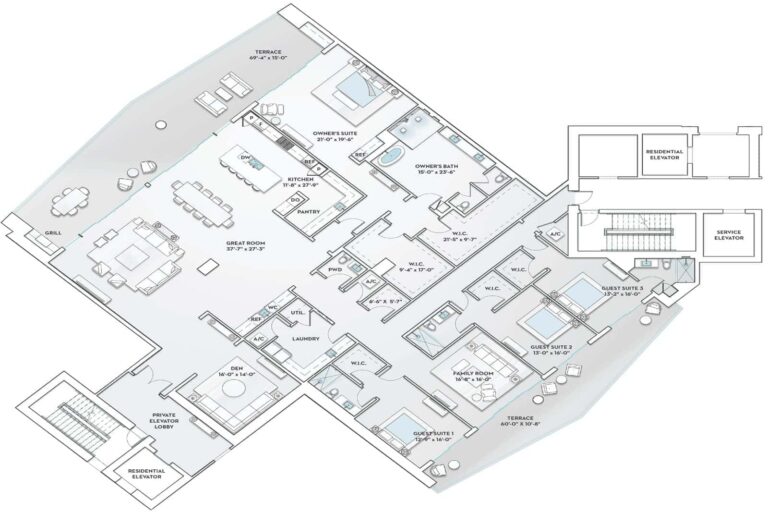 Ritz Carlton Residences Building 3 - Penthouse Floor Plan G
