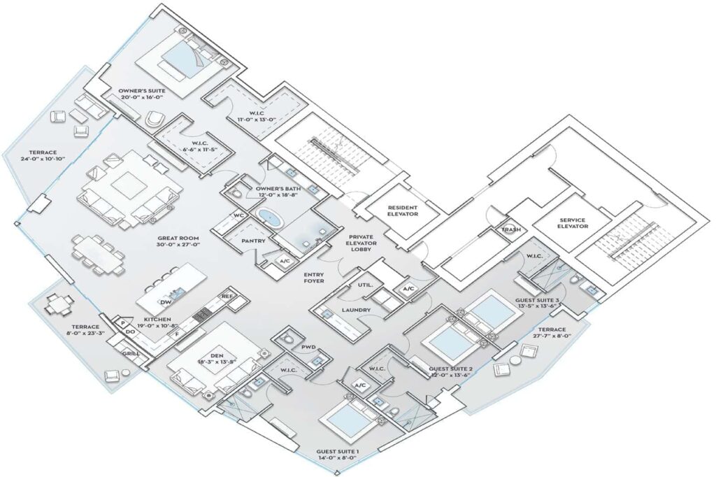 Ritz Carlton Residences Building 3 - Residence Floor Plan A