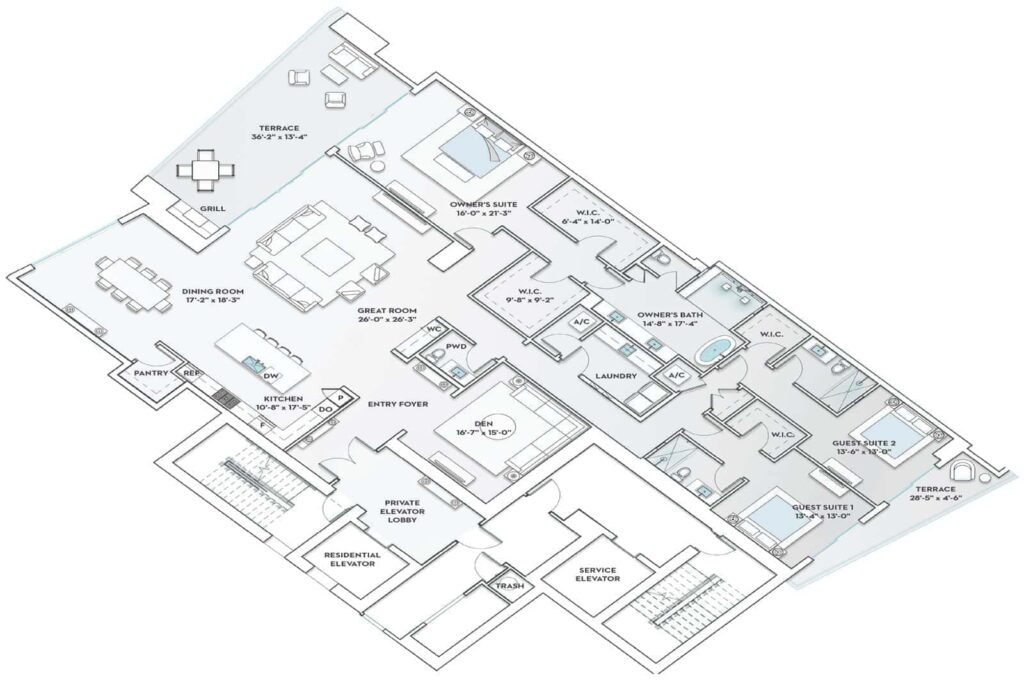 Ritz Carlton Residences Building 3 - Residence Floor Plan B